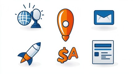 Poster - Set of 15 minimalistic digital marketing outline icons for web and mobile app development  Includes icons for digital strategy analytics data SEO campaign planning and other marketing concepts