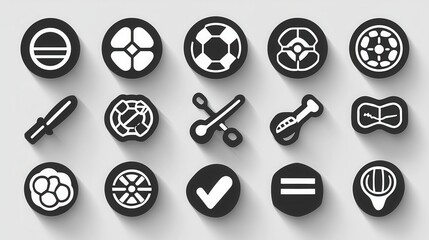 Poster - A collection of 15 minimalist outline icons and symbols focusing on various sports activities equipment and elements  These simple graphic design assets can be used for branding user interfaces