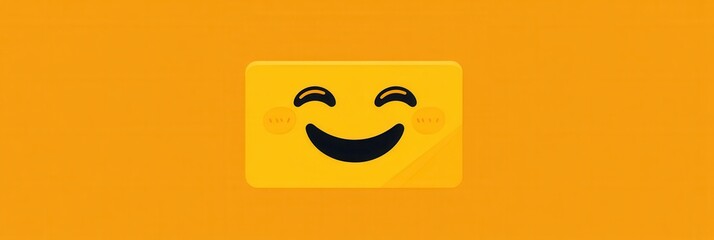 Fototapete - Bright yellow minimalist smiling face icon with a flat design suited for various applications and digital platforms depicting happiness and joy