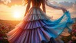 © shawnfighterlin - Woman in Colorful Dress in Flower Field.
