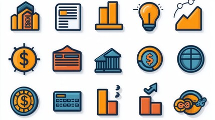 Poster - a versatile collection of 15 stylish outline icons that visually represent various aspects of data a