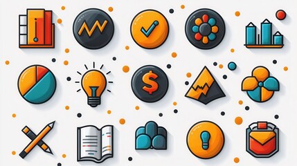 Poster - Comprehensive data science and analytics icon pack featuring various graphical elements like charts graphs diagrams and other visual tools for business reporting data visualization
