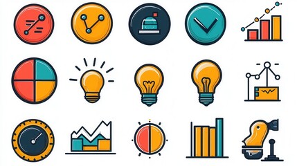 Poster - comprehensive collection of data driven icons with clean outline designs perfect for visualizing bus