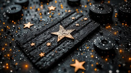 Poster - Dramatic and Mesmerizing Starry Night Sky Background with Glittering Galaxy Shimmering Stardust and Enchanting Cosmic Celestial Elements