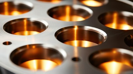 Poster - Close-Up of Precision Machined Metal with Smooth Finishes and Reflective Surfaces