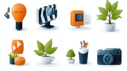 Poster - Minimalist and modern video player interface icon pack design elements  Collection of stylish digital media multimedia and entertainment related graphic icons and