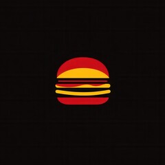 Poster - Minimalist flat burger icon featuring bold colors in a playful design for fast food branding