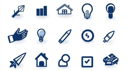 Poster - Stylish and modern set of 15 line icons designed for business marketing software and web application projects  These minimalist flat symbols can be used for infographics user interface