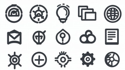 Poster - A set of 15 unique and minimalist outline icons that focus on the concepts of workflow management