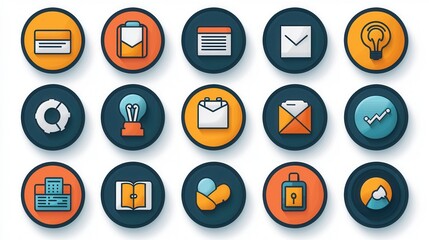 Poster - Unique set of 15 minimalist outline icons representing a modern  digital collection of graphic symbols and design elements for business  web  app  and user interface  UI UX  designs  These simple