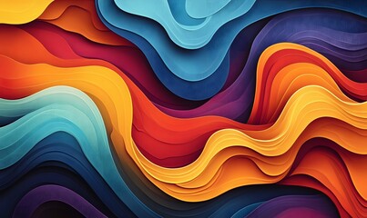 Poster - Vibrant Abstract Wave Pattern Background with Overlapping Layers