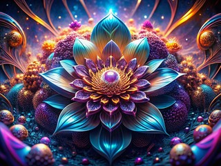 Poster - Futuristic Floral Ink Art: Abstract Tech Pattern Design