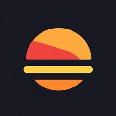 Poster - Playful minimalist burger logo design with bold colors representing fast food culture