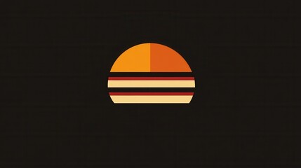 Poster - Minimalist flat burger logo design featuring bold colors and a playful style suitable for fast food branding and restaurant identity