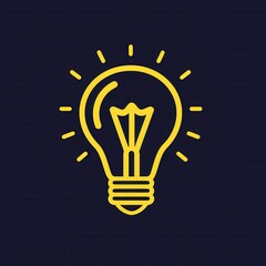 Aufkleber - Glowing minimalist light bulb icon in bright yellow highlights on a clean background showcasing innovation and creativity