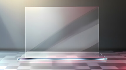 Wall Mural - ransparent shiny glass plate. plastic sheet. clear glass showcase on a transparent background. reali