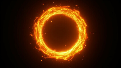 Poster - Ethereal fiery ring with glowing particles against a dark backdrop