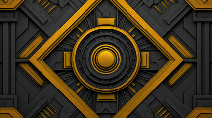 Fototapete - Ultra High Clarity Digital Illustration of Geometric Patterns and Textures in Black and Gold