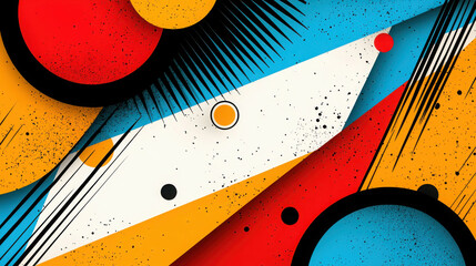 Poster - Vibrant Abstract Composition with Dynamic Shapes and Bold Colors in High Clarity Illustration