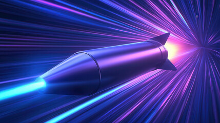 Wall Mural - ultra high clarity digital illustration of a futuristic rocket in motion through space