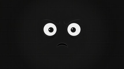 Fototapete - Eerie minimalist icon of a fearful face with wide eyes in stark monochrome contrast