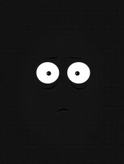 Aufkleber - Dark minimalist icon featuring a face with wide fearful eyes in stark monochrome contrast evoking a sense of unease and mystery