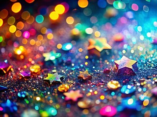 Poster - Holographic Glitter Paper Art: Abstract Bokeh Illustrations, Shimmering Texture Background