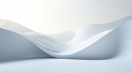 Wall Mural - 3d render of an abstract background with a white wave and empty space for product presentation