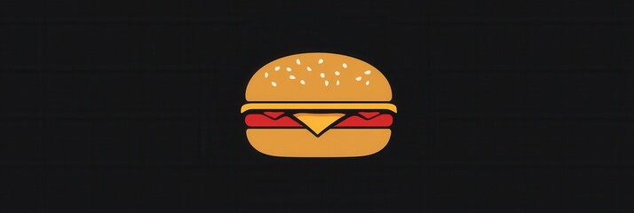 Aufkleber - Minimalist burger icon logo design featuring bold colors and playful elements suitable for fast food branding and marketing