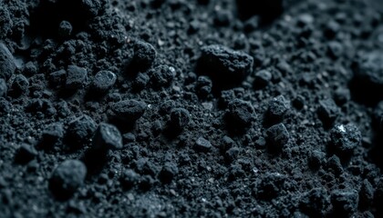 Poster - Close-Up View of Black Granular Material on a Dark Surface