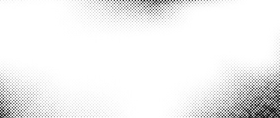 Poster - Dotted halftone texture background. Vanishing grunge gritty noise wallpaper. Monochrome pop art gradient overlay. Weathered pixelated raster comic backdrop. Vector bitmap fading subtle surface