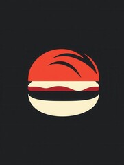 Poster - Unique minimalist burger logo featuring bold colors suitable for fast food branding and design