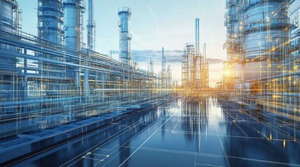 Poster - Industrial Technology Conceptual Background with Lines and Scale