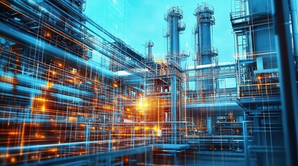 Poster - Abstract Industrial Technology Concept with Light Lines and Scale