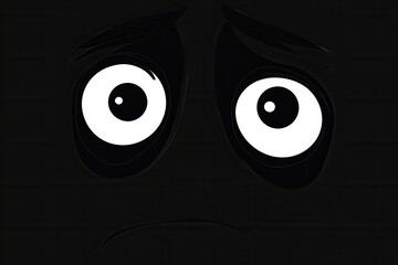 Aufkleber - Dark minimalistic face with wide fearful eyes creates an eerie atmosphere in monochrome contrast