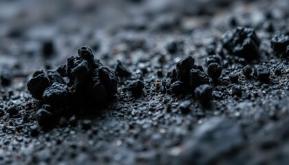 Poster - Dark Textured Surface of Black Rocks on Gray Natural Background