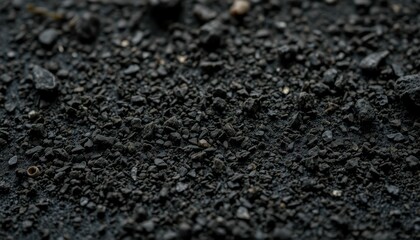 Poster - Dark Granular Texture of Fine Grains on a Black Background
