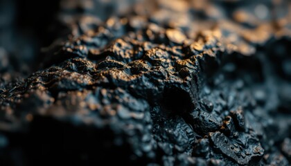 Poster - Close-Up Detail of Textured Dark Surface with Natural Highlights