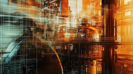 Poster - Industrial Technology Conceptual Background with Abstract Lines and Scale