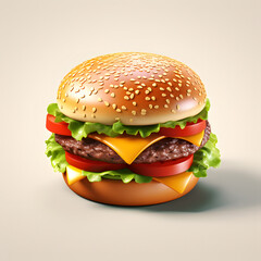 Aufkleber - Digital technology 3d colorful cute hamburger icon