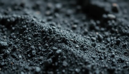 Poster - Close-Up Texture of Fine Black Granular Material on Surface
