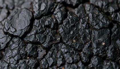 Poster - Detailed Close-Up of Textured Black Cracked Surface Natural Element