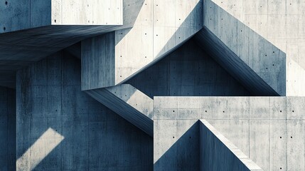 Poster - Abstract Geometric Shapes with Lines and Shadows in Monochrome Design