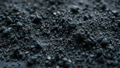 Poster - Dark Granular Texture of Fine Gravel and Ash on Surface