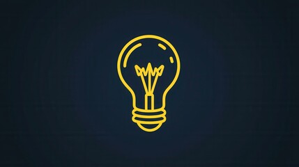Poster - Bright minimal icon of a glowing light bulb showcasing clean style with yellow highlights against a dark background