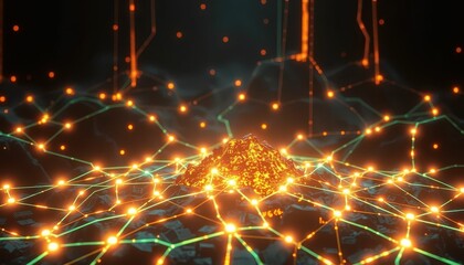 Poster - Abstract Visual of Illuminated Connection Network with Glowing Nodes