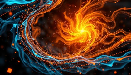 Poster - Vibrant Swirling Patterns of Orange and Blue in Abstract Design