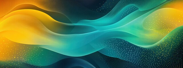 Poster - Abstract Digital Artwork Featuring Vibrant Waves of Color and Light in a Dynamic Composition