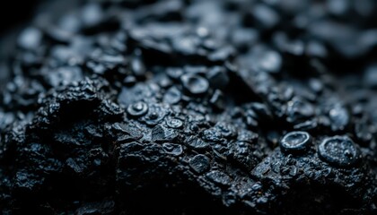 Poster - Close-Up Texture of Dark Natural Mineral with Rough Surface Features
