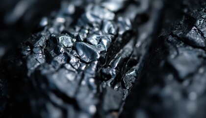 Poster - Close-Up of Shiny Black Surface with Metallic Texture and Patterns
